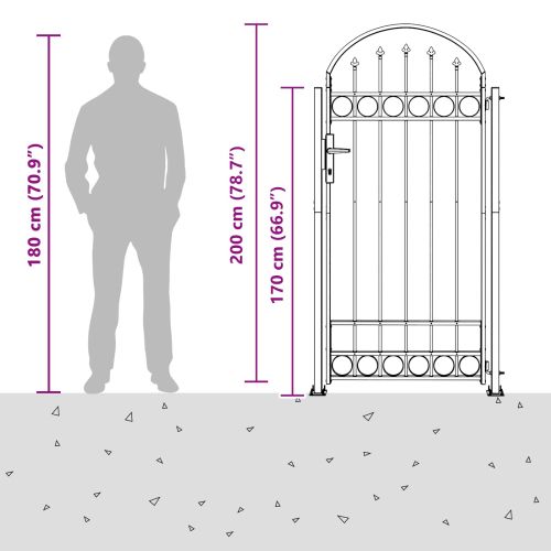 Стълб за ограда. с заключване Сив 200 x 88 x 14 см Стомана