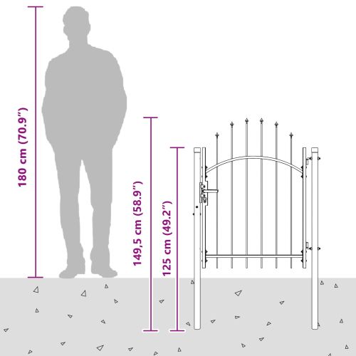 Градинска врата с заключване Сив 100 x 100 cm Стомана