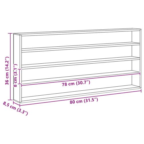 Стена дисплей кутия Бежово 80 x 8,5 x 36 см Инженерно дърво