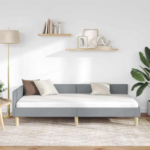 Ъглова рамка за легло с таблото Светлосиво 90 x 190 cm текстил