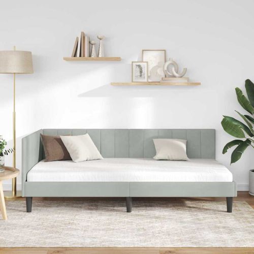 Ъглова рамка за легло Светлосиво 100 см x 200 см Кадифе