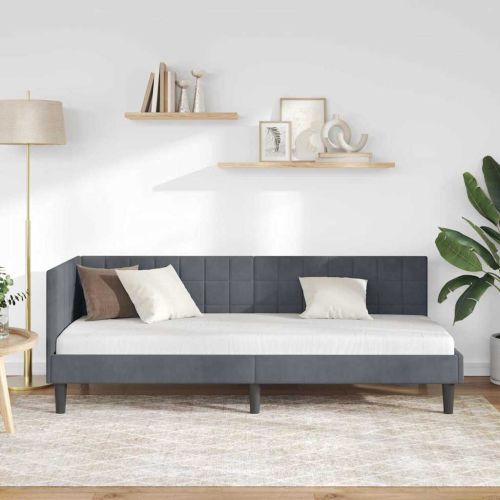 Ъглова рамка за легло с таблото Тъмен сив 80 см x 200 см Кадифе