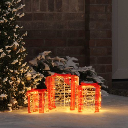 Декорация на подаръчна кутия 3 pcs Топло бяло 20 x 20 x 21 см