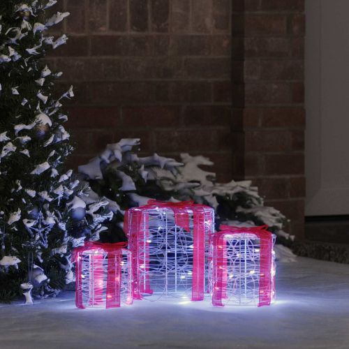 Декорация на подаръчна кутия 3 pcs Студено бяло 20 x 20 x 21 см