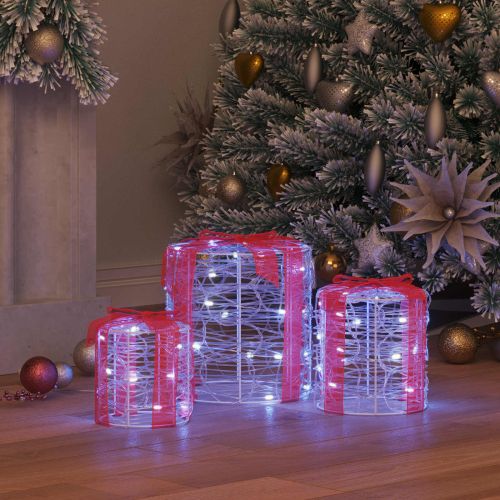 Декорация на подаръчна кутия 3 pcs Студено бяло 20 x 20 x 21 см