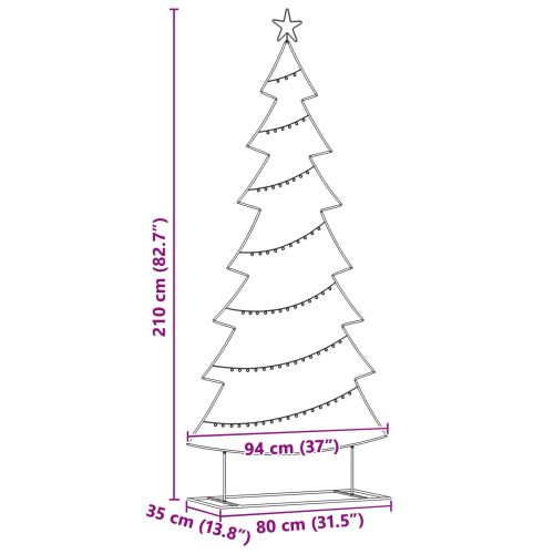 Метално коледно дърво с поставка Черно 210 cm Стомана