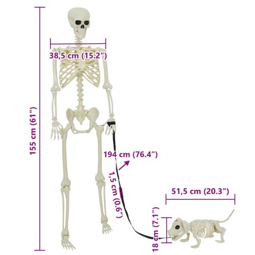 Декорация за Хелоуин -Скелет 2 pcs Бяло Полипропилен