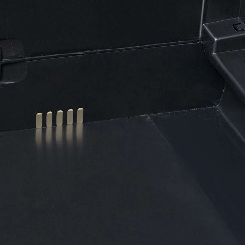 Градински шкаф за съхранение с 3 рафта, черно и сиво