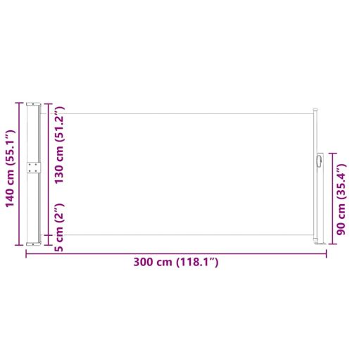 Прибираща се странична тента, 140х300 см, кафява