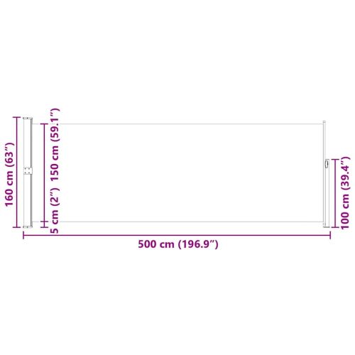 Прибираща се странична тента, 160x500 см, черна
