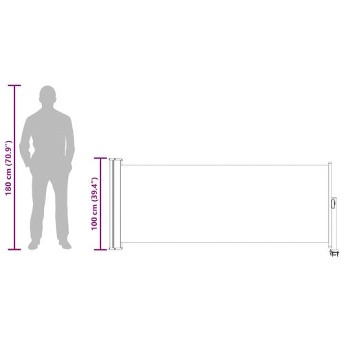 Прибираща се дворна странична тента, 100х300 см, синя