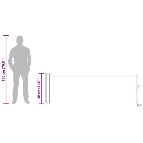 Прибираща се дворна странична тента, 80x300 см, кремава