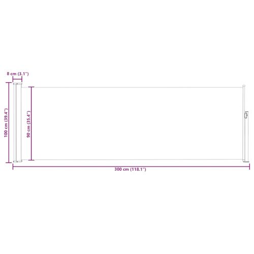 Прибираща се странична тента, 100х300 см, червена