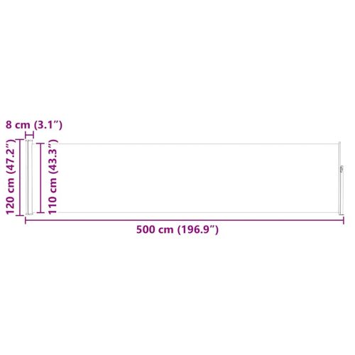 Прибираща се странична тента, 120x500 см, сива