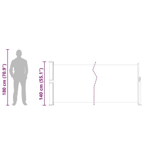 Прибираща се странична тента, 140x500 см, кремава