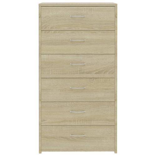 Бюфет с 6 чекмеджета, дъб сонома, 50x34x96 см, ПДЧ