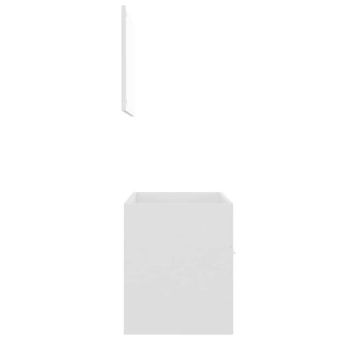 Комплект мебели за баня, бял, инженерно дърво