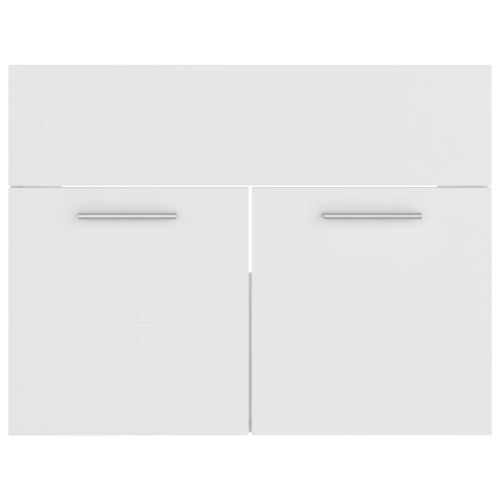 Комплект мебели за баня, бял, инженерно дърво