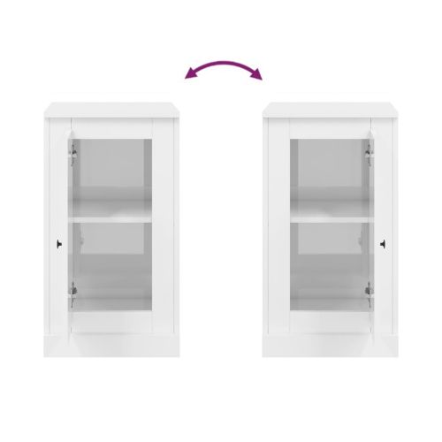 Сайдборд, 2 бр, бял гланц, 37,5x35,5x67,5 см, инженерно дърво