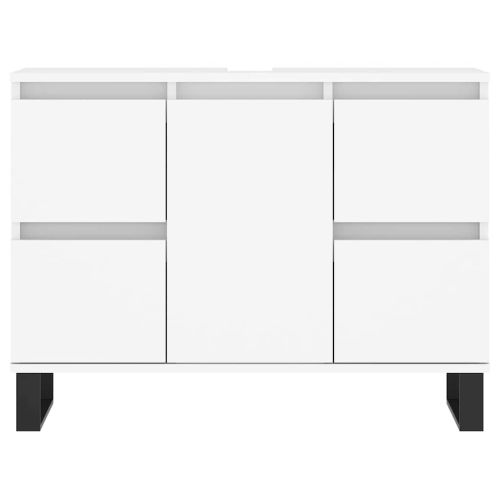 Шкаф за баня, бял, 80x33x60 см, инженерно дърво