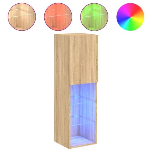 ТВ шкаф с LED осветление, дъб сонома, 30,5x30x102 см