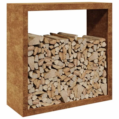 Стойка за дърва за огрев 100x40x100 см Патинираща стомана