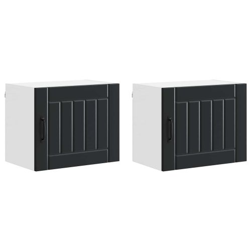Кухненски шкаф 2 pcs Черно 50 x 31 x 40 см Инженерно дърво