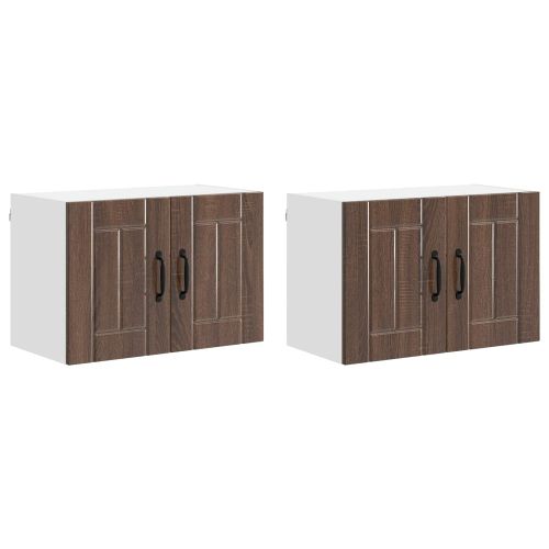 Кухненски стени шкафове с врата 2 pcs Кафяв дъб 60 x 31 x 40 см