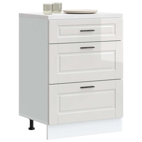 Кухненски шкаф "Porto" с висок гланц, бяло, инженерно дърво