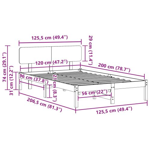 Рамка за легло с таблото Кафяво с восъчно покритие 120 x 200 cm