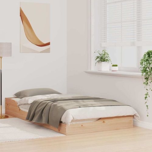 Рамка за легло Кафяво 75 x 190 cm Солидно борово дърво