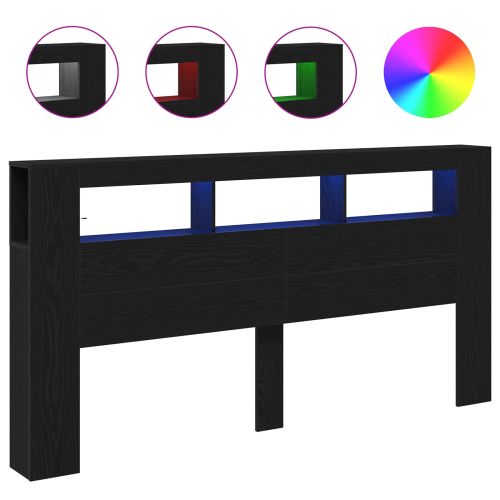 LED глава Черния дъб 200 x 18,5 x 103,5 см Инженерно дърво