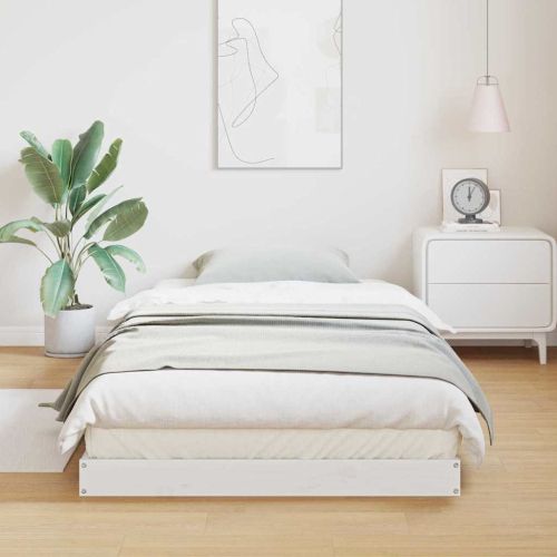 Леглово дъно Бяло 213.5 x 104 x 9 см Солидно борово дърво