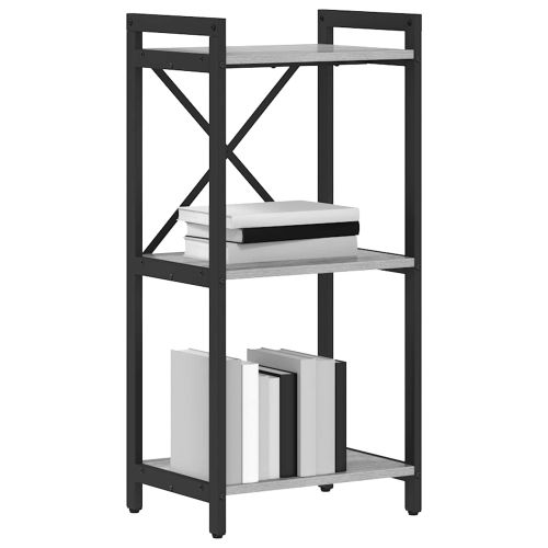 Рафт за книги Сив сонома 40 x 30 x 85 см Инженерно дърво