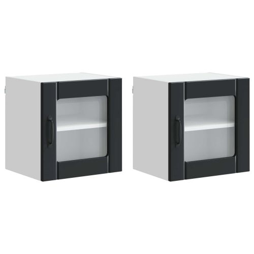 Кухненски шкаф 2 pcs Черно 40 x 31 x 40 см Инженерно дърво