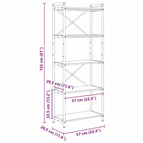 Рафт за книги Сонома дъб 60 x 30 x 155 см Инженерно дърво