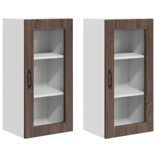 Кухненски шкаф 2 pcs Кафяв дъб 40 x 31 x 80 см Инженерно дърво