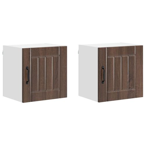 Кухненски шкаф 2 pcs Кафяв дъб 40 x 31 x 40 см Инженерно дърво