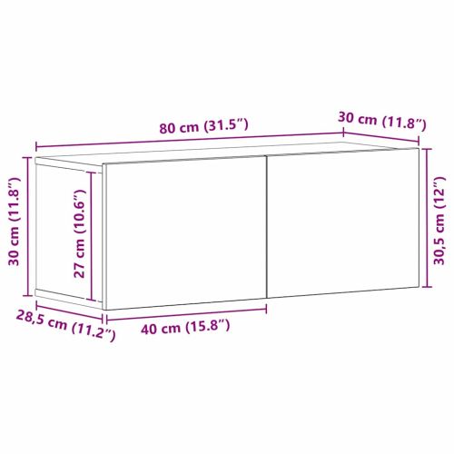 Телевизионни шкафове Черен дъб 80 x 30 x 30 см Инженерно дърво