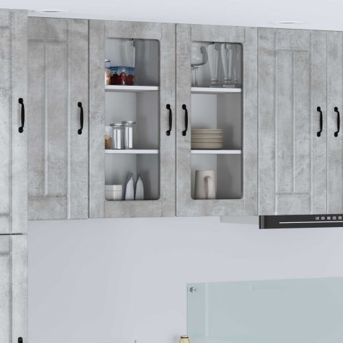 Кухненски шкаф 2 pcs Циментено сиво 40 x 31 x 80 см