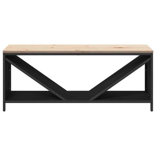 Стойка за дърва за огрев с дървен плот черна 100,5x35,5x40 см