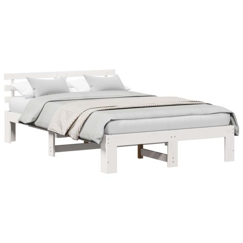 Рамка за легло с таблото Бяло 135 x 190 cm Солидно борово дърво