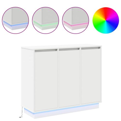 LED конзолна маса Бяло 90 х 32 х 75 см Инженерно дърво