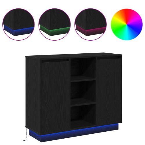 LED конзолна маса Черния дъб 90 х 32 х 75 см Инженерно дърво