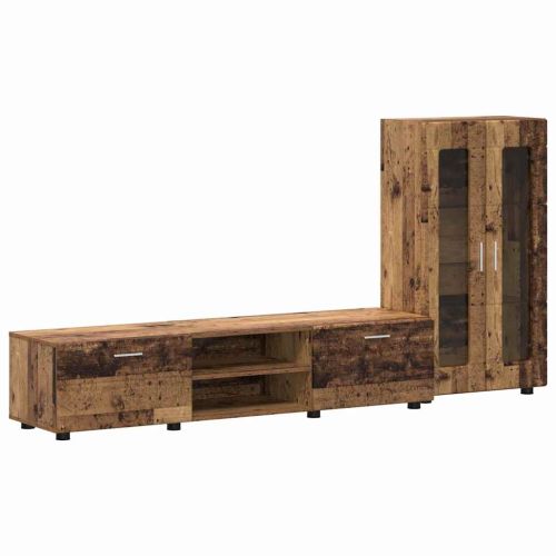 Комплект ТВ шкаф с чекмедже с рафт Старо дърво Инженерно дърво