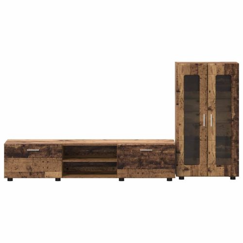 Комплект ТВ шкаф с чекмедже с рафт Старо дърво Инженерно дърво