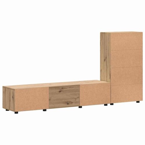 Комплект ТВ шкаф с чекмедже с рафт с врата Дъб Инженерно дърво