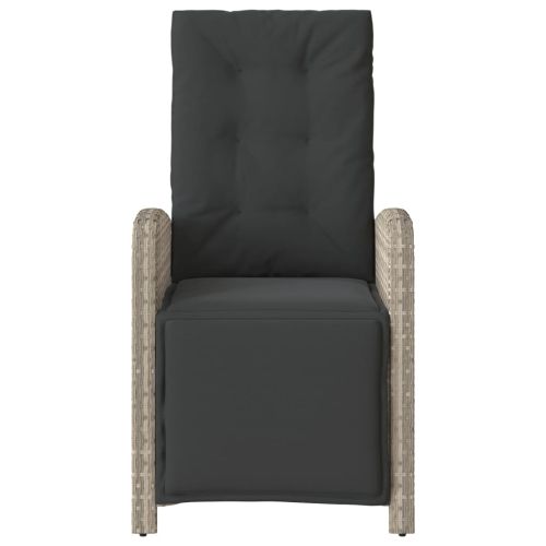 Бистро комплект с възглавници 3 части светлосив полиратан