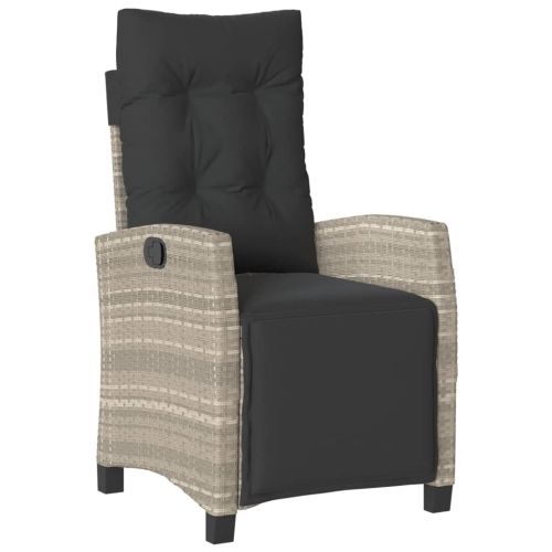 Бистро комплект с възглавници 3 части светлосив полиратан