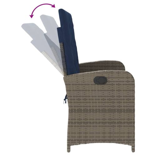 Накланяща се градинска пейка с възглавници сив полиратан